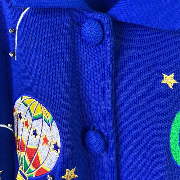 VTG Hot Air Balloon Embellished Cardigan Womens 1X - Picture 8 of 11